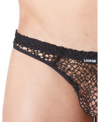 String noir sexy filet irrégulier fétichiste 
